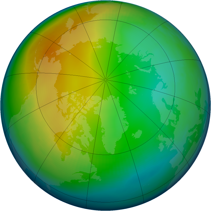 Arctic ozone map for December 1993